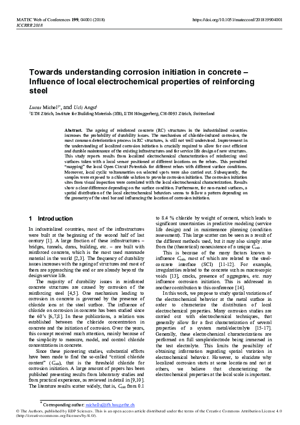 (PDF) Towards understanding corrosion initiation in concrete ...
