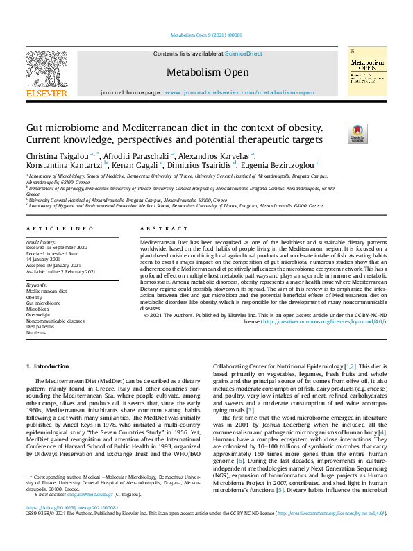 (PDF) Gut microbiome and Mediterranean diet in the context of obesity ...