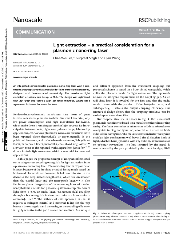 (PDF) Light extraction – a practical consideration for a plasmonic nano ...