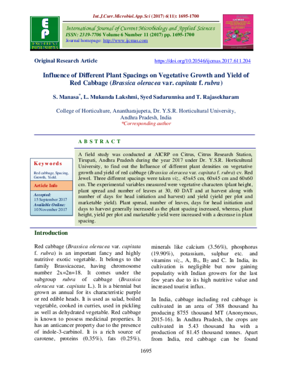 (PDF) Influence of Different Plant Spacings on Vegetative Growth and ...