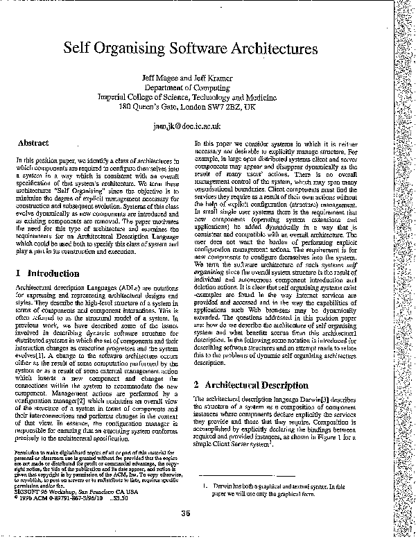 (PDF) Self organising software architectures
