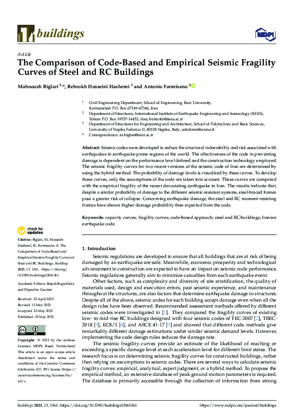 (PDF) The Comparison of Code-Based and Empirical Seismic Fragility ...
