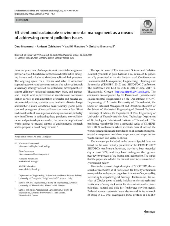 (PDF) Efficient and sustainable environmental management as a means of ...