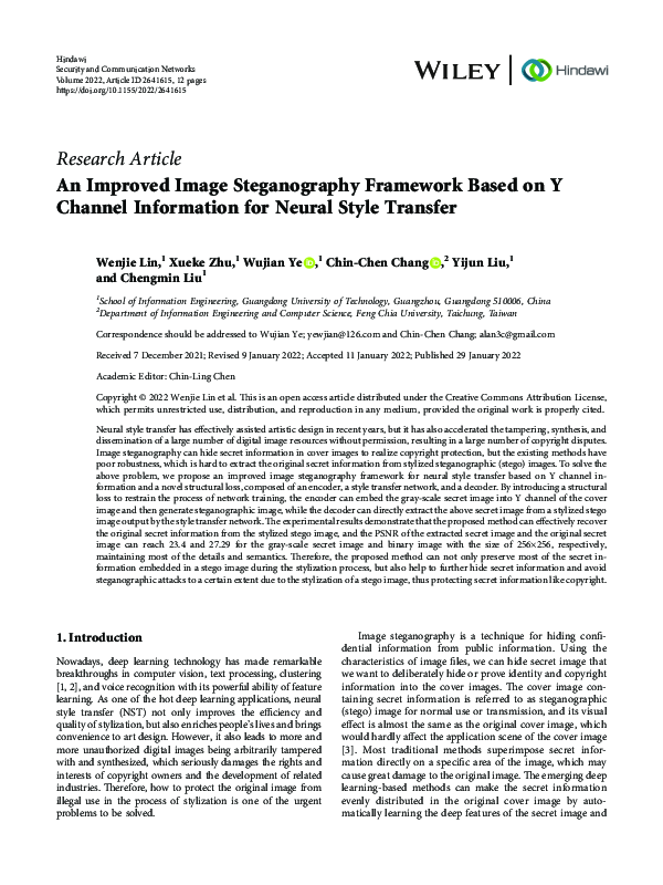 (PDF) An Improved Image Steganography Framework Based on Y Channel ...