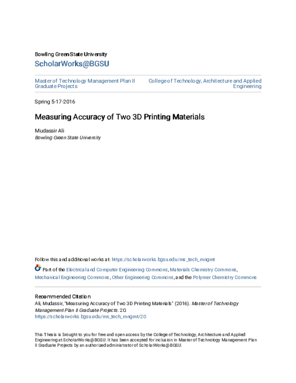 (PDF) Measuring Accuracy of Two 3D Printing Materials