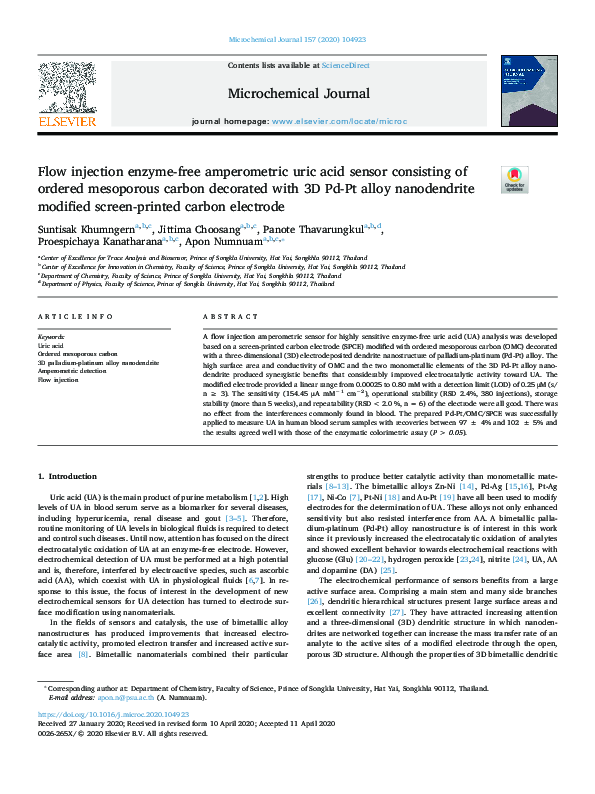 (PDF) Flow injection enzyme-free amperometric uric acid sensor ...