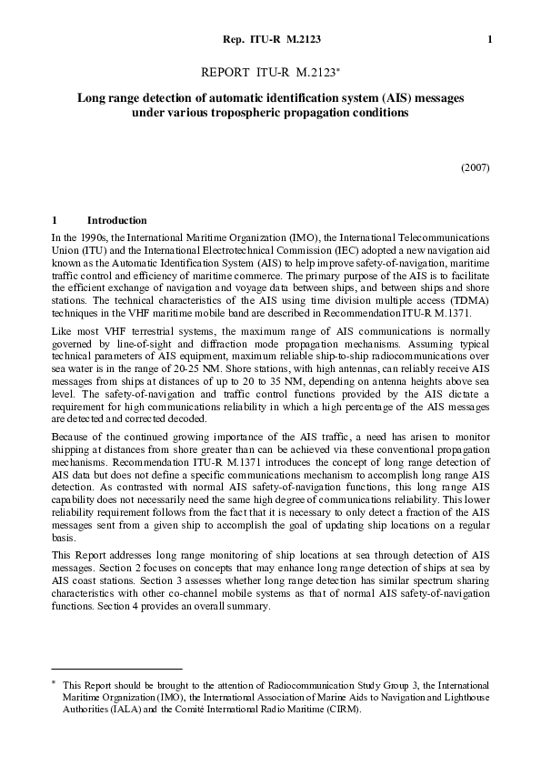 (PDF) Long range detection of automatic identification system ( AIS ...
