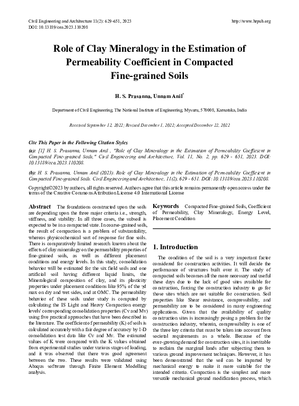(PDF) Role of Clay Mineralogy in the Estimation of Permeability ...