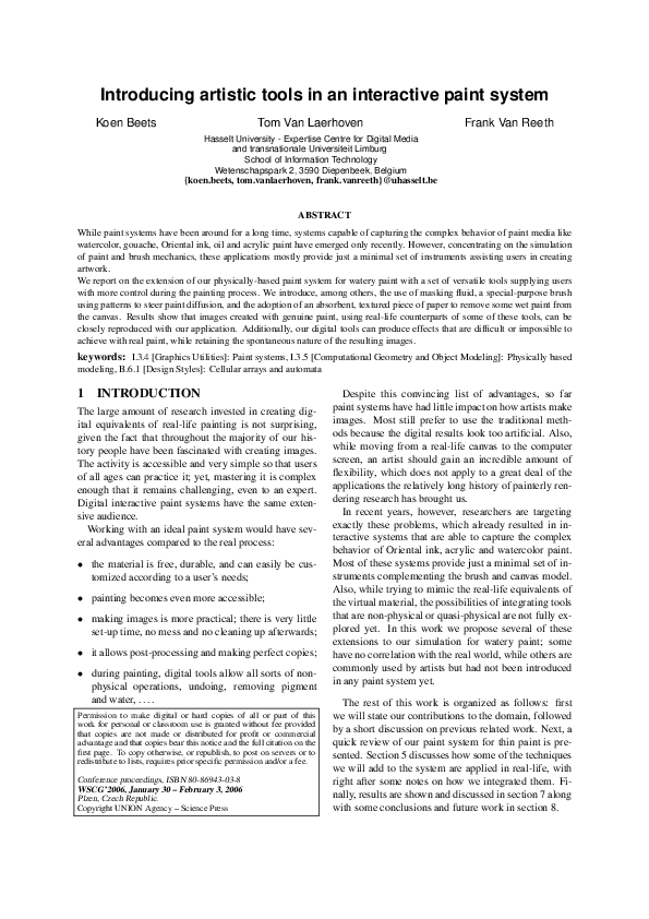 (PDF) V. Introducing artistic tools in an interactive paint system