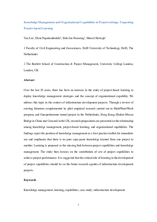 (PDF) Knowledge Management and Organizational Capabilities in Project ...