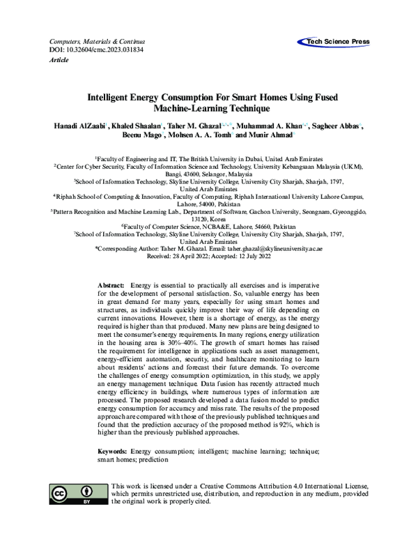 (PDF) Intelligent Energy Consumption For Smart Homes Using Fused ...