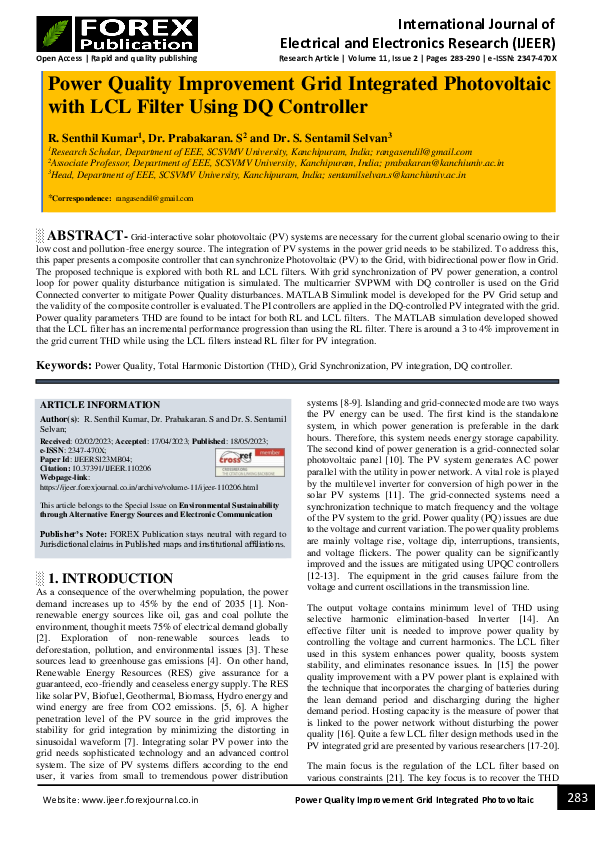 (PDF) Power Quality Improvement Grid Integrated Photovoltaic with LCL ...
