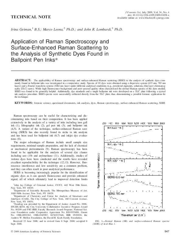 (PDF) Application of Raman Spectroscopy and Surface-Enhanced Raman ...
