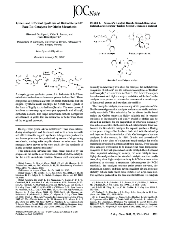 (PDF) Green and Efficient Synthesis of Bidentate Schiff Base Ru ...