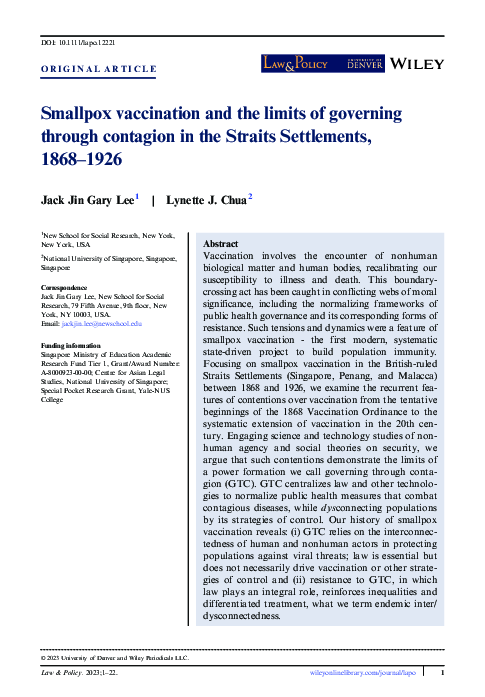 (PDF) Smallpox Vaccination and the Limits of Governing through ...