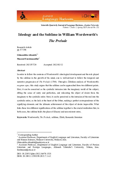 (PDF) Ideology and the Sublime in William Wordsworth's The Prelude