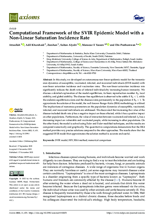 (PDF) Computational Framework of the SVIR Epidemic Model with a Non ...