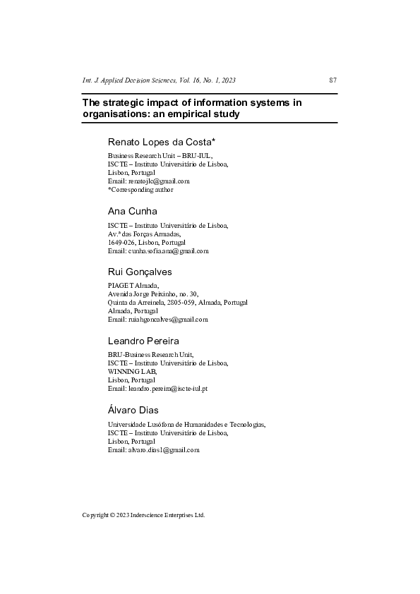 (PDF) The strategic impact of information systems in organisations: an ...