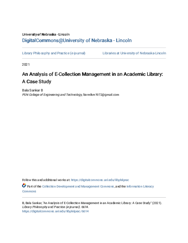 (PDF) An Analysis of E-Collection Management in an Academic Library: A ...