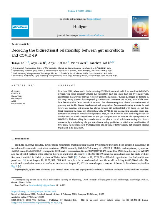 (PDF) Decoding the bidirectional relationship between gut microbiota ...