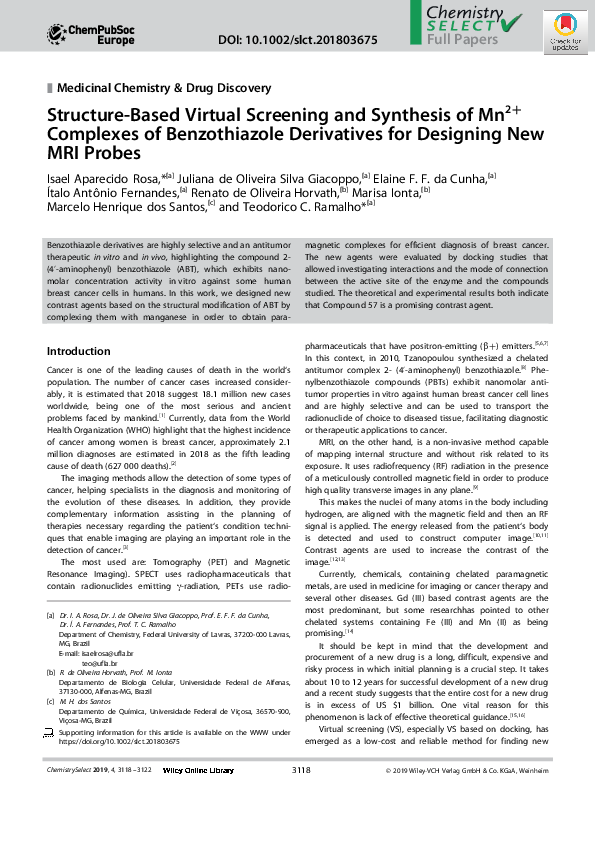 (PDF) Structure‐Based Virtual Screening and Synthesis of Mn2+Complexes ...