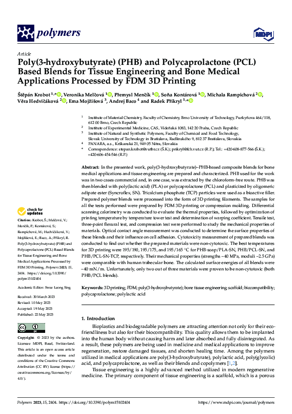 (PDF) Poly(3-hydroxybutyrate) (PHB) and Polycaprolactone (PCL) Based ...