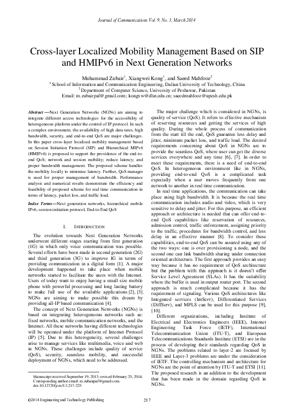 (PDF) Cross-layer Localized Mobility Management Based on SIP and HMIPv6 ...