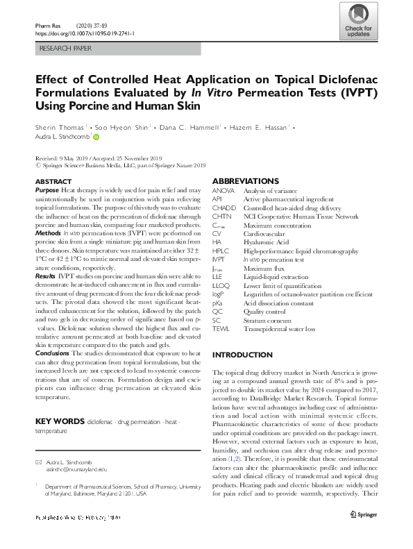 (PDF) Effect of Controlled Heat Application on Topical Diclofenac