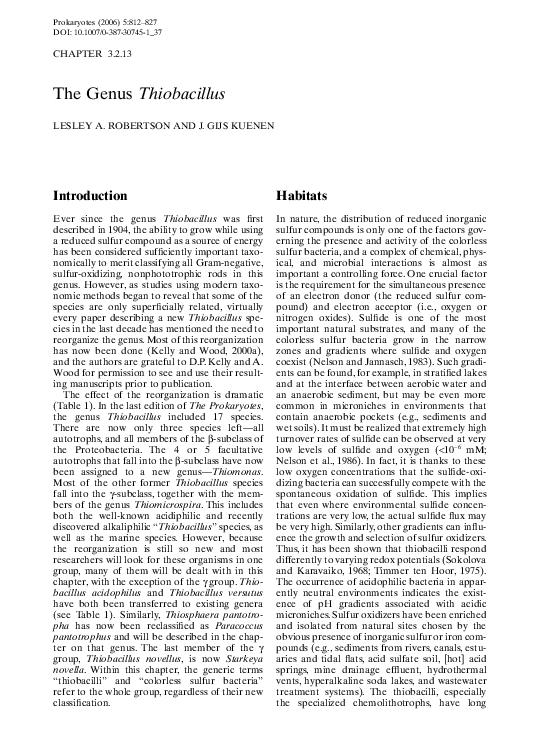 (PDF) The Genus Thiobacillus