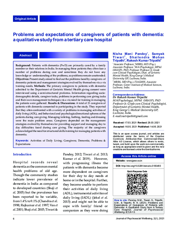 (PDF) Problems and expectations of caregivers of patients with dementia