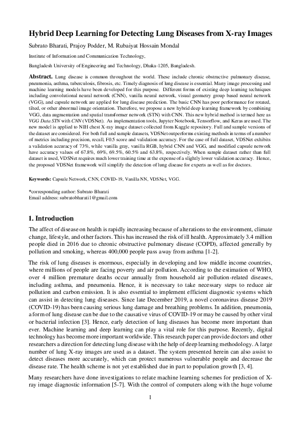 (PDF) Hybrid deep learning for detecting lung diseases from X-ray images
