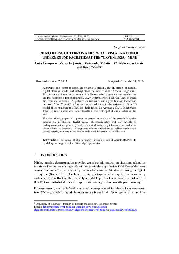 (PDF) 3D modeling of terrain and spatial visualization of underground ...