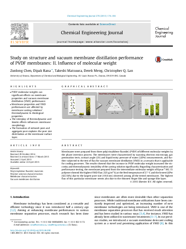 (PDF) Study on the structure and vacuum membrane distillation