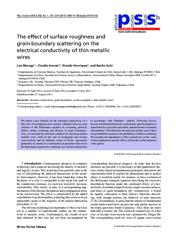 (PDF) The effect of surface roughness and grain-boundary scattering on ...