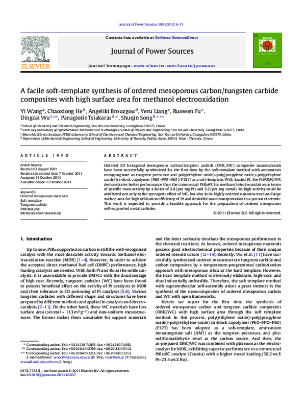 (PDF) A facile soft-template synthesis of ordered mesoporous carbon ...