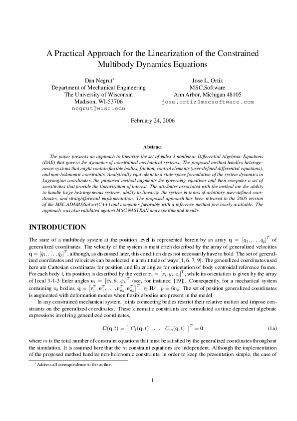 (PDF) A Practical Approach for the Linearization of the Constrained ...