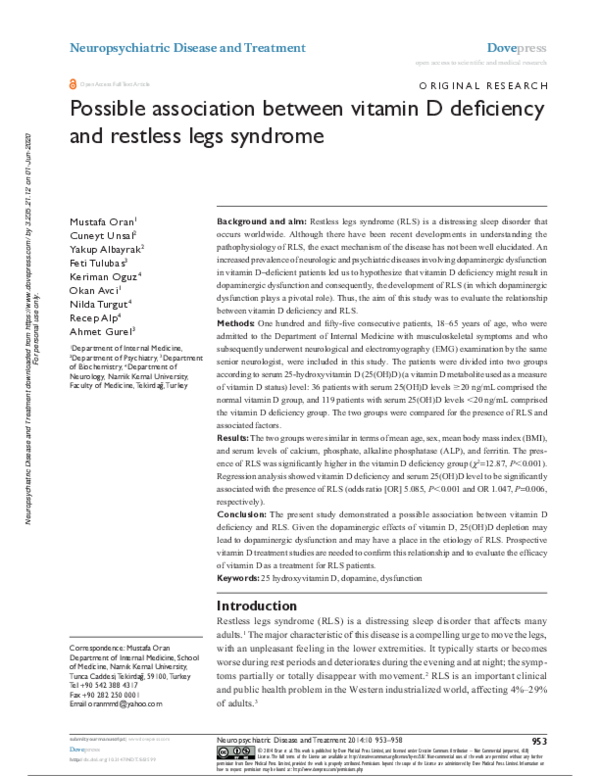 (PDF) Possible association between vitamin D deficiency and restless