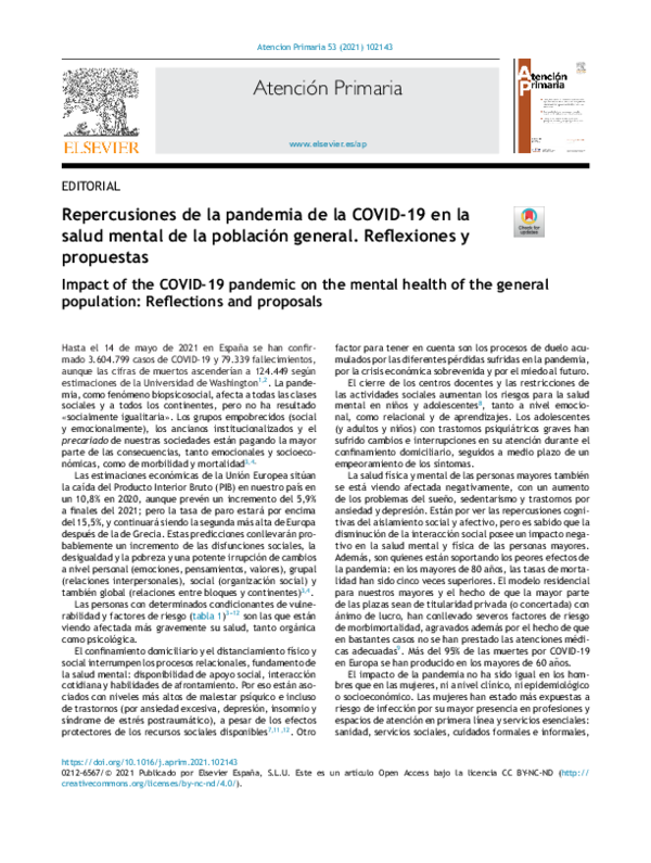 (PDF) Repercusiones de la pandemia de la COVID-19 en la salud mental de ...