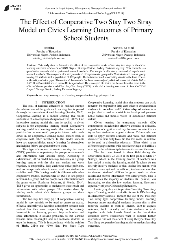 (PDF) The Effect of Cooperative Two Stay Two Stray Model on Civics ...