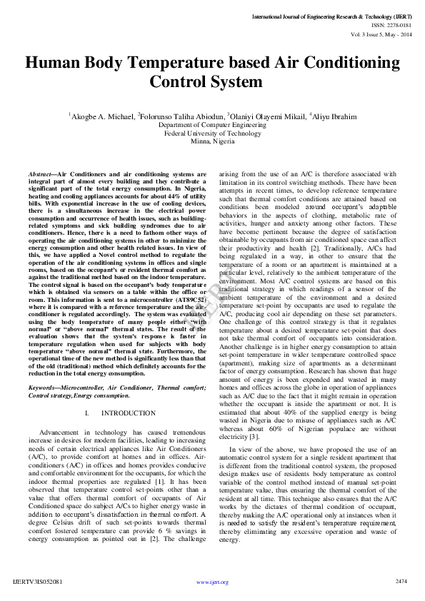 (PDF) Human Body Temperature based Air Conditioning Control System