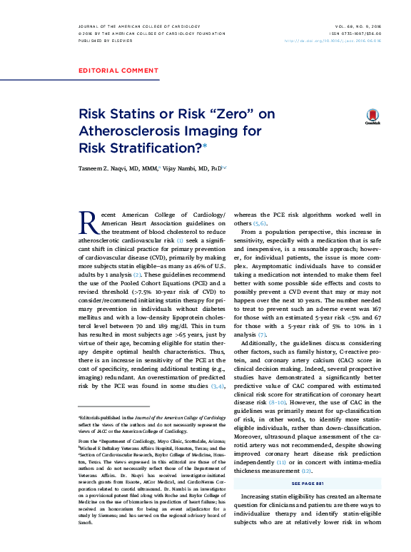 (PDF) Risk Statins or Risk 