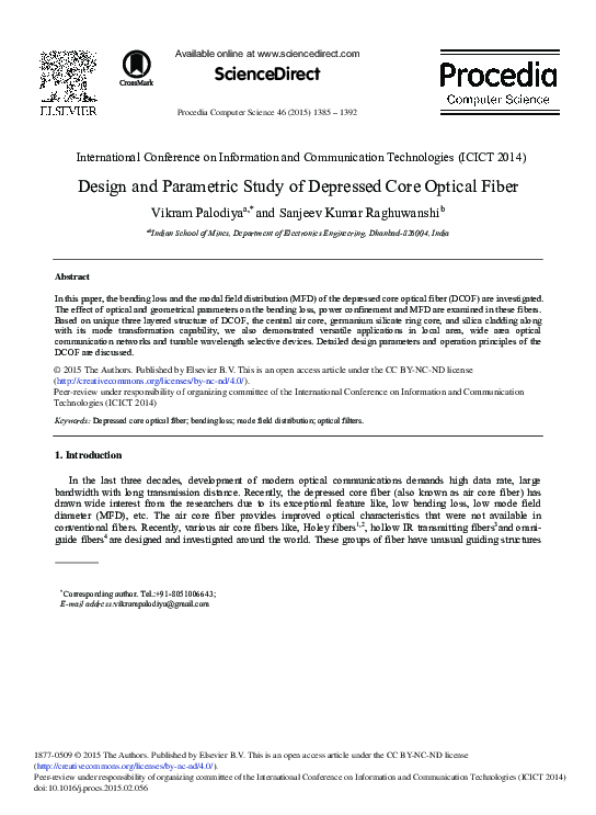 (PDF) Design and Parametric Study of Depressed Core Optical Fiber