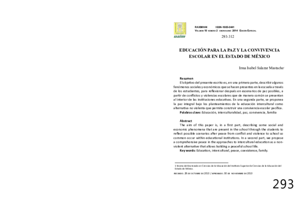 (PDF) Educación Para La Paz y La Convivencia Escolar en El Estado De México