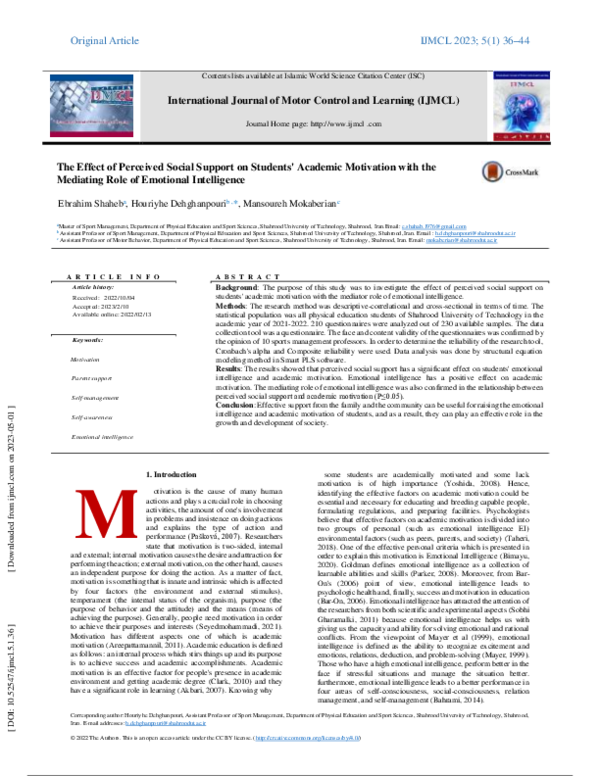 (PDF) The Effect of Perceived Social Support on Students' Academic ...