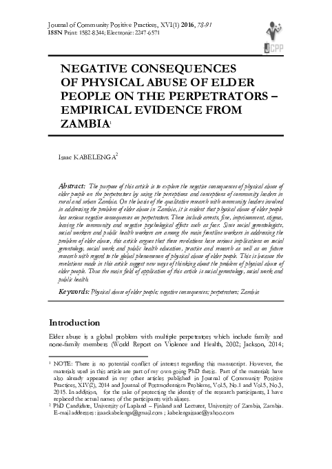 (PDF) Negative Consequences of Physical Abuse of Elder People on the ...