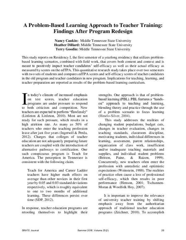 (PDF) A Problem-Based Learning Approach to Teacher Training: Findings ...