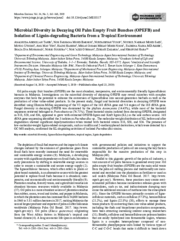 (PDF) Microbial Diversity in Decaying Oil Palm Empty Fruit Bunches ...