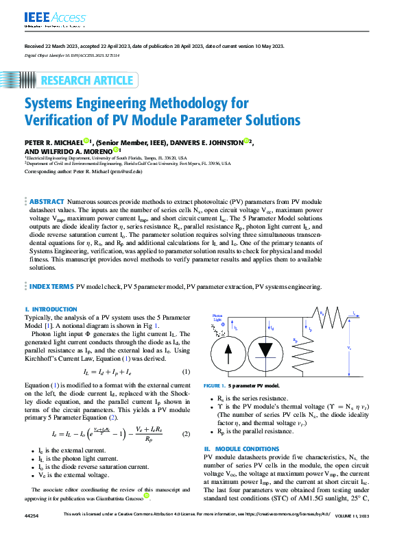 (PDF) Systems Engineering Methodology for Verification of PV Module ...