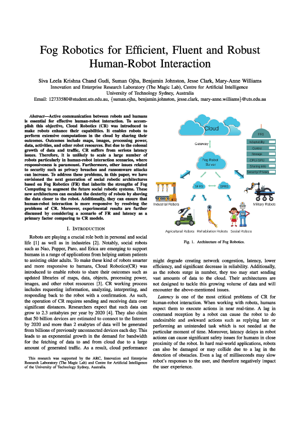 (PDF) Fog Robotics for Efficient, Fluent and Robust Human-Robot Interaction