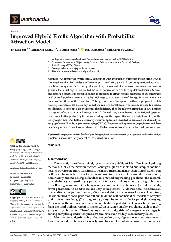 (PDF) Improved Hybrid Firefly Algorithm with Probability Attraction Model